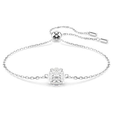 Birthstone Armband, Kissenschliff, April, Weiß, Rhodiniert - Swarovski, 5710517