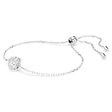 Birthstone bracelet, Square cut, April, White, Rhodium plated - Swarovski, 5710517