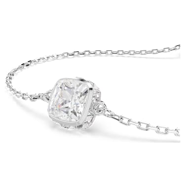 Birthstone bracelet, Square cut, April, White, Rhodium plated - Swarovski, 5710517