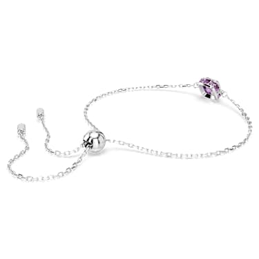 Birthstone bracelet, Square cut, February, Purple, Rhodium plated - Swarovski, 5710519