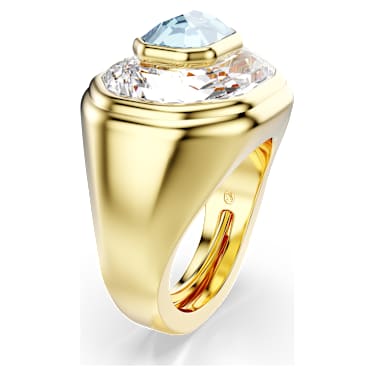 Chroma cocktail ring, Octagon cut, Blue, Gold-tone plated - Swarovski, 5710520