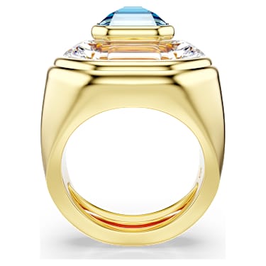 Chroma cocktailring, Octagon-slijpvorm, Blauw, Goudkleurige toplaag - Swarovski, 5710520