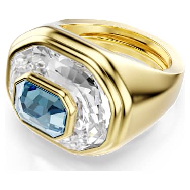 Chroma リング, オクタゴンカット, ブルー, ゴールドトーン・プレー