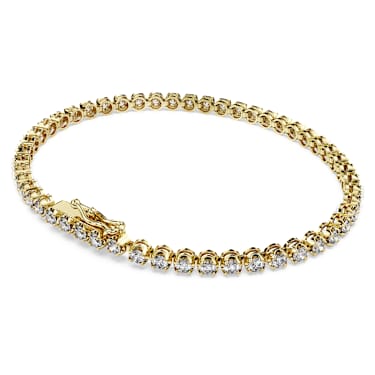 Eternity Tennis bracelet, Lab-grown diamonds 2.5 ct tw, Round shape, 14K yellow gold - Swarovski, 5710543
