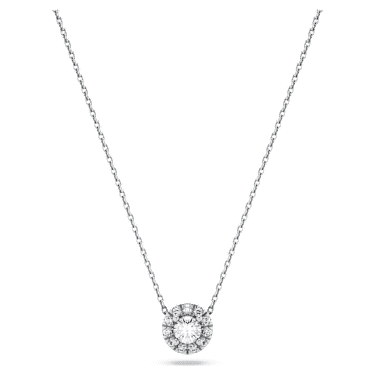 Eternity halo solitaire pendant, Lab-grown diamonds 0.23 ct tw, Round shape, Sterling silver - Swarovski, 5710555