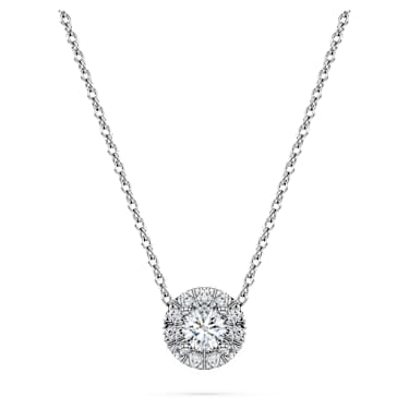 Eternity halo solitaire pendant, Lab-grown diamonds 0.23 ct tw, Round shape, Sterling silver - Swarovski, 5710555