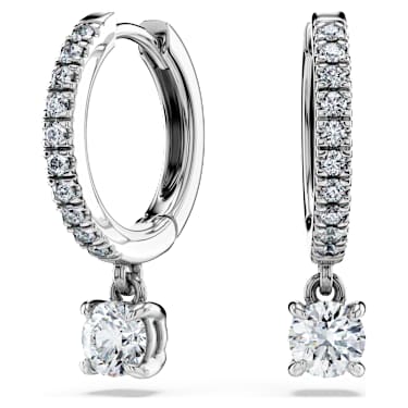 Eternity drop earrings, Lab-grown diamonds 0.7 ct tw, Round shape, 14K white gold - Swarovski, 5710567