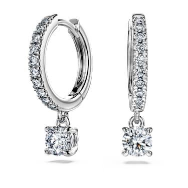 Eternity drop earrings, Lab-grown diamonds 0.7 ct tw, Round shape, 14K white gold - Swarovski, 5710567