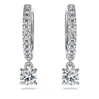 Eternity drop earrings, Lab-grown diamonds 0.7 ct tw, Round shape, 14K white gold - Swarovski, 5710567