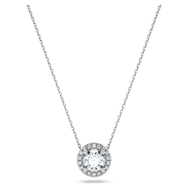 Eternity halo solitaire pendant, Lab-grown diamonds 0.59 ct tw, Round shape, 14K white gold - Swarovski, 5710569