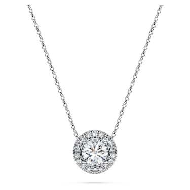 Eternity halo solitaire pendant, Lab-grown diamonds 0.59 ct tw, Round shape, 14K white gold - Swarovski, 5710569