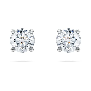 Eternity solitaire stud earrings, Lab-grown diamonds 1 ct tw, Round shape, 14K white gold - Swarovski, 5710575