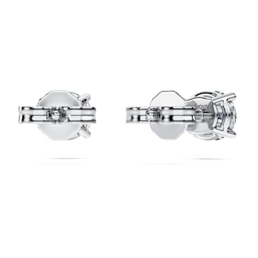Eternity solitaire stud earrings, Lab-grown diamonds 1 ct tw, Round shape, 14K white gold - Swarovski, 5710575