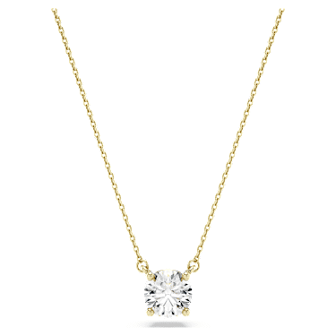 Eternity solitaire pendant, Lab-grown diamonds 1 ct tw, Round shape, 14K yellow gold - Swarovski, 5710576
