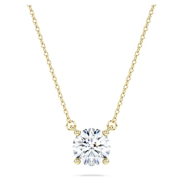 Eternity solitaire pendant, Lab-grown diamonds 1 ct tw, Round shape, 14K yellow gold - Swarovski, 5710576