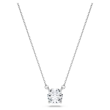Eternity solitaire pendant, Lab-grown diamonds 1 ct tw, Round shape, 14K white gold - Swarovski, 5710579