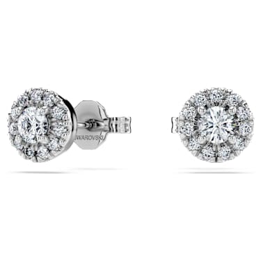 Eternity halo stud earrings, Lab-grown diamonds 0.45 ct tw, Round shape, Sterling silver - Swarovski, 5710581