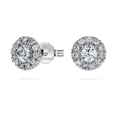 Eternity halo stud earrings, Lab-grown diamonds 0.45 ct tw, Round shape, Sterling silver - Swarovski, 5710581