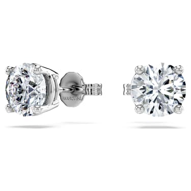 Eternity solitaire stud earrings, Lab-grown diamonds 2 ct tw, Round shape, 14K white gold - Swarovski, 5710600