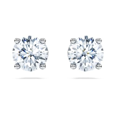 Eternity solitaire stud earrings, Lab-grown diamonds 2 ct tw, Round shape, 14K white gold - Swarovski, 5710600