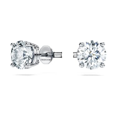 Eternity solitaire stud earrings, Lab-grown diamonds 2 ct tw, Round shape, 14K white gold - Swarovski, 5710600