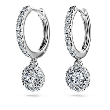 Eternity drop earrings, Lab-grown diamonds 1.1 ct tw, Round shape, 14K white gold - Swarovski, 5710603