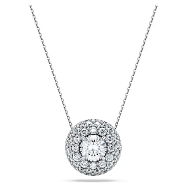 Eternity halo solitaire pendant, Lab-grown diamonds 2 ct tw, Round shape, 14K white gold - Swarovski, 5710609