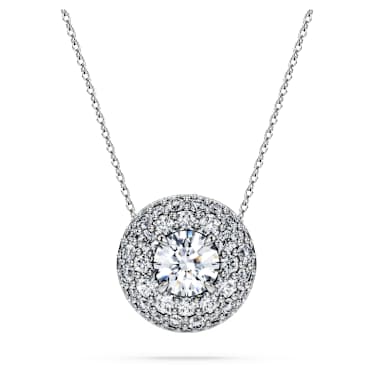 Eternity halo solitaire pendant, Lab-grown diamonds 2 ct tw, Round shape, 14K white gold - Swarovski, 5710609