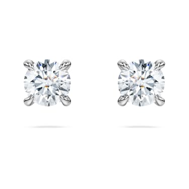 Eternity solitaire stud earrings, Lab-grown diamonds 0.5 ct tw, Round shape, 14K white gold - Swarovski, 5710617