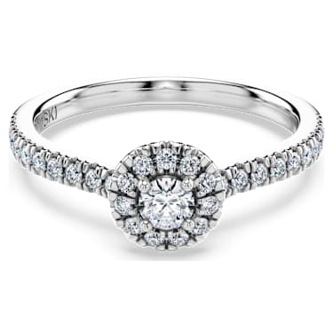 Eternity halo solitaire ring, Lab-grown diamonds 0.45 ct tw, Round shape, Sterling silver - Swarovski, 5710632