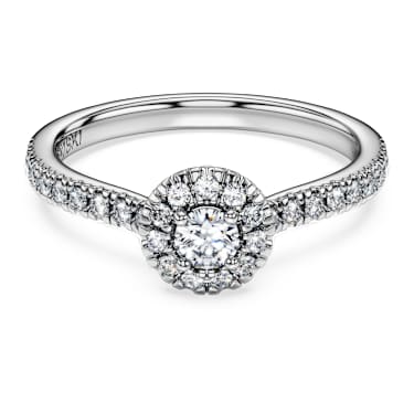Eternity halo solitaire ring, Lab-grown diamonds 0.45 ct tw, Round shape, Sterling silver - Swarovski, 5710632
