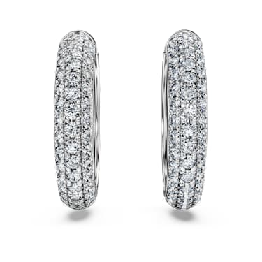 Eternity hoop earrings, Lab-grown diamonds 2 ct tw, Round shape, 14K white gold - Swarovski, 5710640