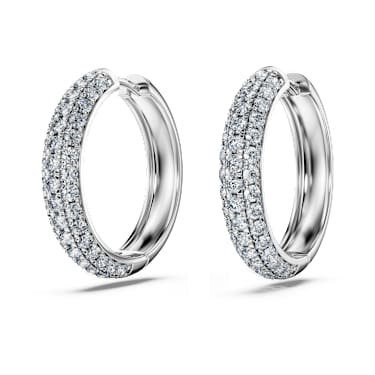 Eternity hoop earrings, Lab-grown diamonds 2 ct tw, Round shape, 14K white gold - Swarovski, 5710640