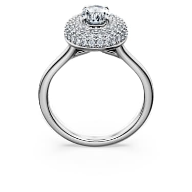 Eternity halo solitaire ring, Lab-grown diamonds 1.5 ct tw, Mixed shapes, 14K white gold - Swarovski, 5710643