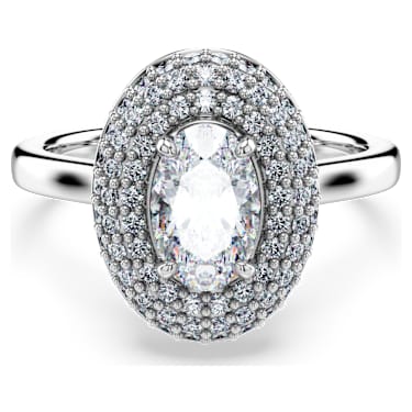 Eternity halo solitaire ring, Lab-grown diamonds 1.5 ct tw, Oval shape, 14K white gold - Swarovski, 5710646