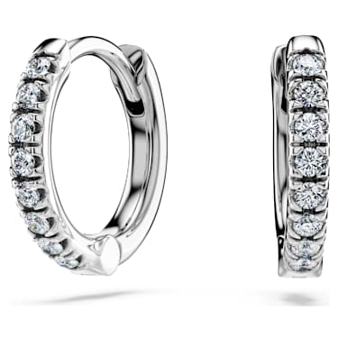 Eternity hoop earrings, Lab-grown diamonds 0.1 ct tw, Round shape, Small, 14K white gold - Swarovski, 5710651