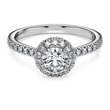 Eternity halo solitaire ring, Lab-grown diamonds 0.8 ct tw, Round shape, 14K white gold - Swarovski, 5710653