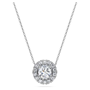 Eternity halo solitaire pendant, Lab-grown diamonds 1 ct tw, Round shape, 14K white gold - Swarovski, 5710654