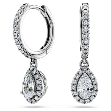 Eternity drop earrings, Lab-grown diamonds 1.25 ct tw, Mixed shapes, 14K white gold - Swarovski, 5710658