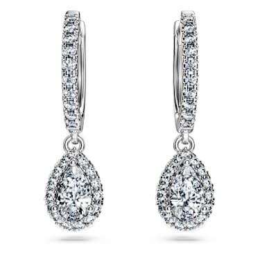 Eternity drop earrings, Lab-grown diamonds 1.25 ct tw, Mixed shapes, 14K white gold - Swarovski, 5710658
