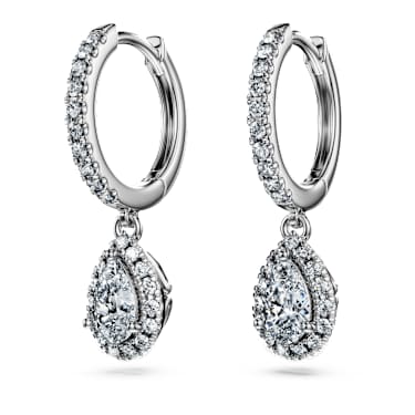 Eternity drop earrings, Lab-grown diamonds 1.25 ct tw, Mixed shapes, 14K white gold - Swarovski, 5710658