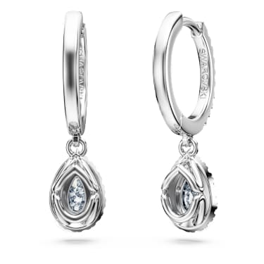 Eternity drop earrings, Lab-grown diamonds 1.25 ct tw, Mixed shapes, 14K white gold - Swarovski, 5710658