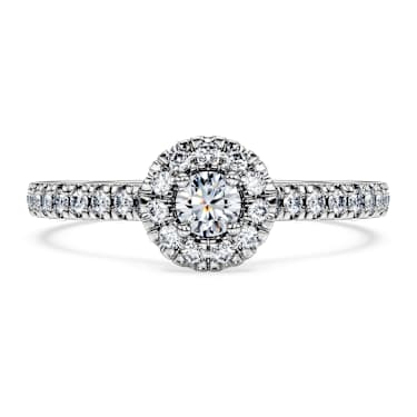 Eternity halo solitaire ring, Lab-grown diamonds 0.45 ct tw, Round shape, Sterling silver - Swarovski, 5710659