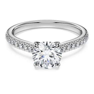 Eternity solitaire ring, Lab-grown diamonds 1.2 ct tw, Round shape, 14K white gold - Swarovski, 5710699