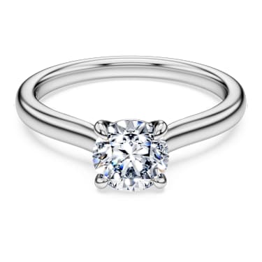 Eternity solitaire ring, Laboratory grown diamonds 1 ct tw, Round shape, 14K white gold - Swarovski, 5710700