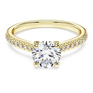 Eternity solitaire ring, Lab-grown diamonds 1.2 ct tw, Round shape, 14K yellow gold - Swarovski, 5710717