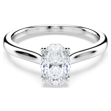 Eternity solitaire ring, Lab-grown diamonds 1 ct tw, Oval shape, 14K white gold - Swarovski, 5710730