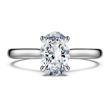 Eternity solitaire ring, Lab-grown diamonds 1 ct tw, Oval shape, 14K white gold - Swarovski, 5710730