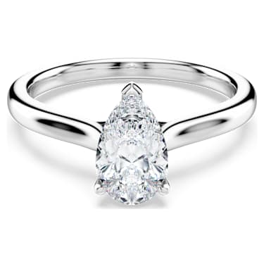 Eternity solitaire ring, Lab-grown diamonds 1 ct tw, Pear shape, 14K white gold - Swarovski, 5710738