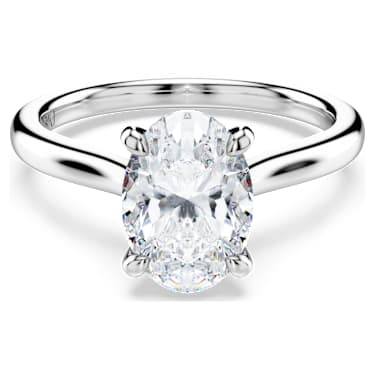 Eternity solitaire ring, Lab-grown diamonds 2 ct tw, Oval shape, 14K white gold - Swarovski, 5710751
